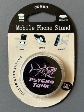 Psycho Tuna Purple Skeleton Fish Phone Grip & Kickstand Universal Tablet NEW